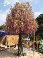 Kustom 5 meter bunga wisteria buatan pohon maple mekar untuk dalam ruangan taman rumah belanja mall bandara dekorasi
