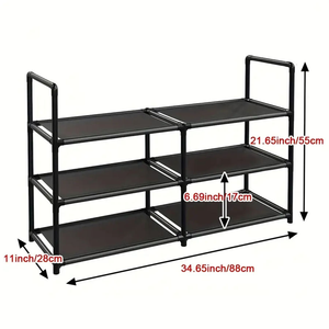 Étagère à chaussures simple, pliable, écologique et durable : Étagère de rangement intérieure multi-niveaux en métal sur pied - Product Image 2