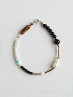 Bracelet pour homme en perles baroques d'eau douce personnalisées de qualité supérieure, perles Edison de luxe, pierre naturelle, onyx noir, pour boutiques