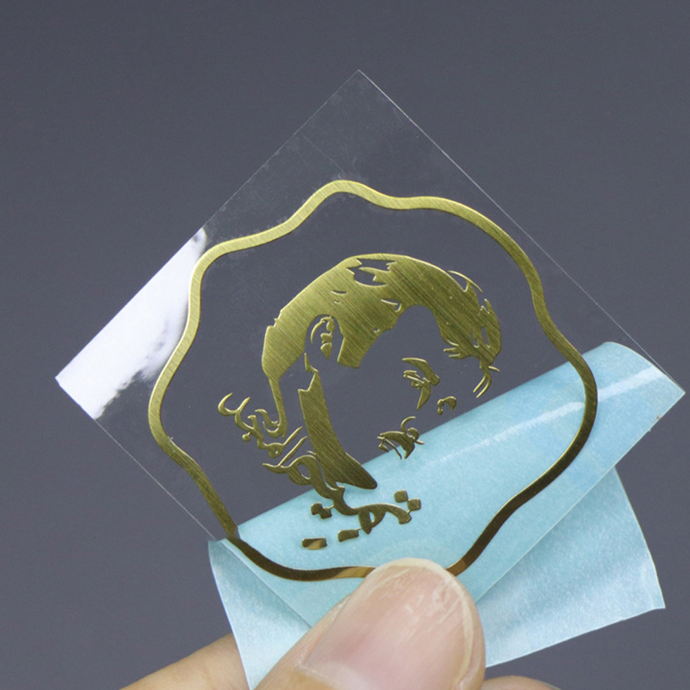 Custom Gold-plated Metallic Letter Labels with UV Electroforming Nickel 3D logo Transfer Embossing Decals and Adhesive.