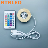 Großhandel Moderne Runde Holz-LED-Lichtbasis Elektrische Stromquelle Lampenhalter für Kristalldisplay Holzständer