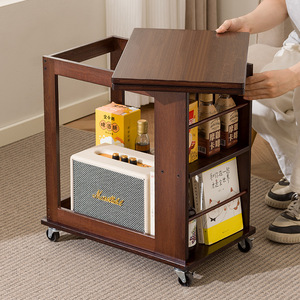 Movable Foldable Coffee <b>Table</b> With Storage Walnut Wood Top For Living Room <b>Small</b> Apartment Side <b>Table</b> - Product Image 3