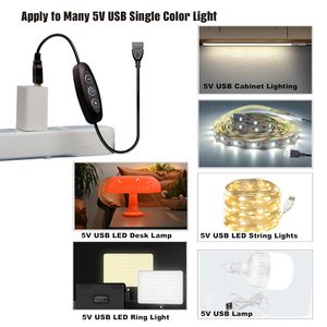 Variateur de luminosité continu 10 vitesses avec câble <span class=keywords><strong>USB</strong></span> marche/arrêt et contrôle 3 touches, connecteur femelle vers mâle avec mémoire pour rétroéclairage LED monochrome 5V - Product Image 5