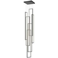 Lustre LED moderne noir et or, luminaire suspendu géométrique pour hôtel à plafond haut, grand lustre long personnalisé en acrylique pour escalier