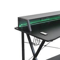 Bureaux d'étude modernes pour la maison et le bureau Table d'ordinateur en bois sur pieds métalliques Table de jeu pliante avec éclairage LED RVB