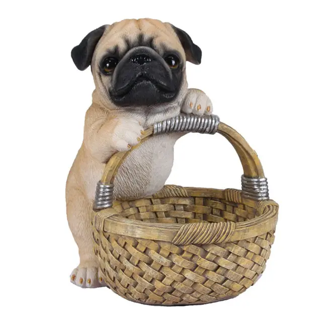 new product ideas modern luxury resin made pug basket for home decoration accessories