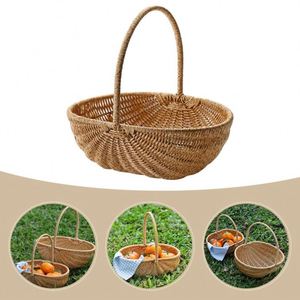 Cestino per il pane 15 pollici per bambini vuoto regalo da Golf ovale grande Rattan cotone corda con tavolo e coperchio in fibra Hotel Picnic Play - Product Image 3