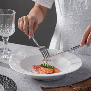 High-End piatto in ceramica semplice eco-friendly piatto piatto piatto piatto cappello di paglia per il ristorante di casa piatto all'ingrosso cena-aspetto alto - Product Image 2