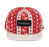 Rood-witte tribale print Freedom Flat Brim Snapback Hat Hip Hop Cap