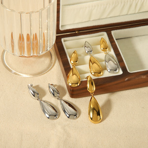 Pendientes de Gota en Forma de Lágrima, Oro de 18K, Acero Inoxidable, Joyería para Mujer, Pendientes Colgantes de Moda para Fiesta - Product Image 3