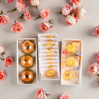 Boîtes de pâtisserie élégantes à thème floral, style simple, longues, pour gâteau aux haricots mungo, nougat, biscuits, gâteau à l'ananas, sushi