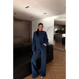 Conjunto Deportivo Azul Marino Revovy Vintage, Cortavientos y Transpirable, para Gimnasio y Trotar, con Capucha, Tallas Grandes, Logotipo Estampado, Invierno y Otoño - Product Image 3