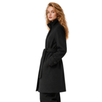 Garçon manteau d'hiver chaud laine double face dames col montant cachemire pardessus long bouton mouton double face comprend une ceinture