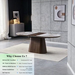 Nouvelle arrivée OKAY, <span class=keywords><strong>table</strong></span> à manger <span class=keywords><strong>en</strong></span> céramique à motifs, placage <span class=keywords><strong>en</strong></span> noyer, résistante à la chaleur, décoration moderne de luxe pour la maison, tables à manger artistiques - Product Image 1