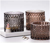 Pot à bougie en verre cristal unique avec récipient en or noir et couvercle pour la décoration de la maison pour Noël