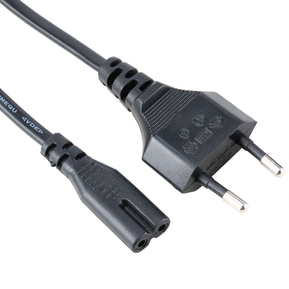 2 Pin Iec C7 Cable de extensión de Cable de alambre eléctrico fabricante Eu 2 puntas Cable de alimentación de CA