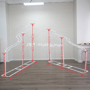 New Arrival Modern Romantic New Design Wave Style Iron Arch Stand S Shape Wedding Metal Backdrop with Drapery - Product Image 3