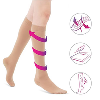 Bas de compression médicale de qualité supérieure, 20-30 mmHg, hauteur genou, personnalisés, à la mode, gradués, à bout ouvert