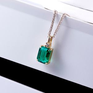 สร้อยคอเครื่องประดับ MSN-617 สร้อยคอจี้เงินแท้ S925 ประดับเพชรทรงเหลี่ยมมรกต เพชรเลี้ยงในห้องปฏิบัติการ - Product Image 3