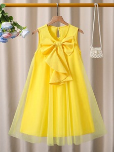 2025 nuove ragazze estive <span class=keywords><strong>Tulle</strong></span> senza maniche Denim abito da principessa gruppo di età per bambini modello solido festa di compleanno per bambini vestito da bambino - Product Image 3