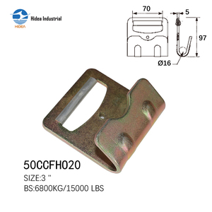 Crochet plat robuste Hidea 3'' 6800 kg, résistance à la rupture, zingué, conforme EN12195 ASME, pour sangles d'arrimage - Product Image 4