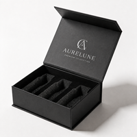 Caja de Regalo Magnética Personalizada con Inserto de Espuma, Empaque de Papel Rígido Ecológico con Logotipo en Lámina Plateada, Acabado Negro Mate