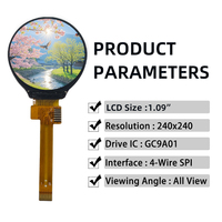 Écran LCD TFT 1.09 "1.09 pouces Affichage circulaire TFT rond haute résolution 240x240 pixels Interface SPI 15 broches Pilote GC9A01