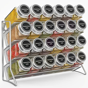 Seasoning Rack 4 Tier Standing Spice Organizer Metal <b>Kitchen</b> <b>Storage</b> Shelf For Spices And Condiments - Product Image 1