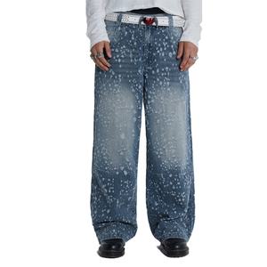 กางเกงยีนส์เดนิมทรงหลวมลายหยดน้ำแฟชั่นสำหรับผู้หญิง ขากว้างทรงแบ็กกี้ - Product Image 1