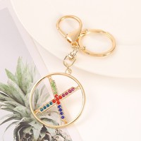 Porte-clés Lettre Initiale en Strass, Alliage de Zinc, Anneau de Clé Alphabet A-Z, Breloque de Sac en Cristal, Porte-clés de Voiture, Cadeau Monogramme, Accessoire Breloque