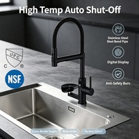 trou tasse rondelle mat noir en acier inoxydable retirer pulvérisateur évier robinet de cuisine avec verre rinceur