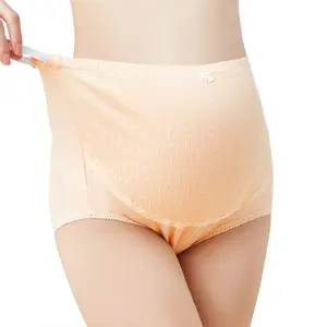 Grosir wanita hamil pinggang tinggi kulit dapat disesuaikan lipit dukungan perut segitiga pakaian dalam katun