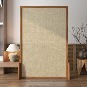 Paravento <span class=keywords><strong>in</strong></span> Lino con Cornice <span class=keywords><strong>in</strong></span> <span class=keywords><strong>Legno</strong></span> Stile Semplice, Adatto per Case, Pensioni, Sale da Tè e Uffici. - Product Image 2