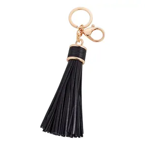 Custom Promotional Gifts Assorted Colors Bag Charms Garment Accessories PU Leather Tassel Keychain