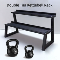 Support de rangement pour kettlebells à double niveau en acier épaissi de 3 cm, robuste, capacité de charge maximale de 800 kg