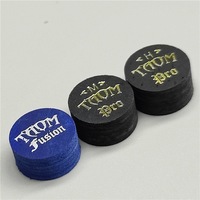 Embout de queue de billard professionnel de marque TOM fabriqué en Chine - 14 mm, noir/bleu, cuir de porc multicouche pour les professionnels
