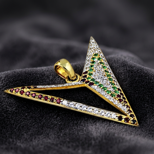 RArt Palace Collier de luxe unisexe avec pendentif triangle plaqué or 22 carats et cristaux de strass au design géométrique - Product Image 1