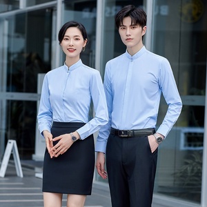 Logotipo bordado Estilo chino Trabajo profesional Departamento de ventas Mismo estilo <span class=keywords><strong>Camisa</strong></span> de cuello alto para hombres - Product Image 4