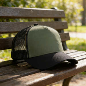 Gorra Trucker Casual de 5 Paneles Verde/Negra, Estilo Hip Hop, Ligera, Transpirable, con Malla en la Parte Trasera, Ajustable con Cierre a Presión, para Deportes al Aire Libre y Ciclismo - Product Image 6