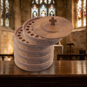 Plateau de communion en bois de qualité commerciale, le plus vendu, pour services religieux, design empilable, finition polie, compatible lave-vaisselle, durable - Product Image 3