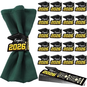 Anneaux <span class=keywords><strong>de</strong></span> <span class=keywords><strong>serviette</strong></span> <span class=keywords><strong>de</strong></span> fête <span class=keywords><strong>de</strong></span> remise des diplômes 2026 – Supports <span class=keywords><strong>en</strong></span> carton rouge et or pour décoration <span class=keywords><strong>de</strong></span> table – Anneau <span class=keywords><strong>de</strong></span> <span class=keywords><strong>serviette</strong></span> avec casquette <span class=keywords><strong>de</strong></span> remise des diplômes et message inspirant - Product Image 2