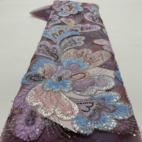 Nouveau Tissu en Dentelle Brodé Tissé Uni Scintillant à Paillettes Respirant Écologique 100% Polyester Léger Luxueux Perlé