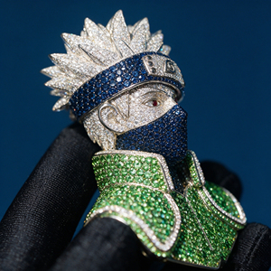 Ciondolo Anime <span class=keywords><strong>Kakashi</strong></span> <span class=keywords><strong>Hatake</strong></span> Iced Out Unico con Moissanite VVS in Argento Sterling 925, Ciondolo Sharingan Rapper Hip Hop - Product Image 4