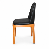 Chaise de salle à manger moderne en bois de hêtre avec dossier et assise rembourrés noirs pour café commercial, bistrot, hôtel, restaurant