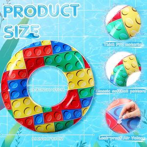 Bouée gonflable colorée de style blocs de construction pour enfants et adultes - Product Image 6