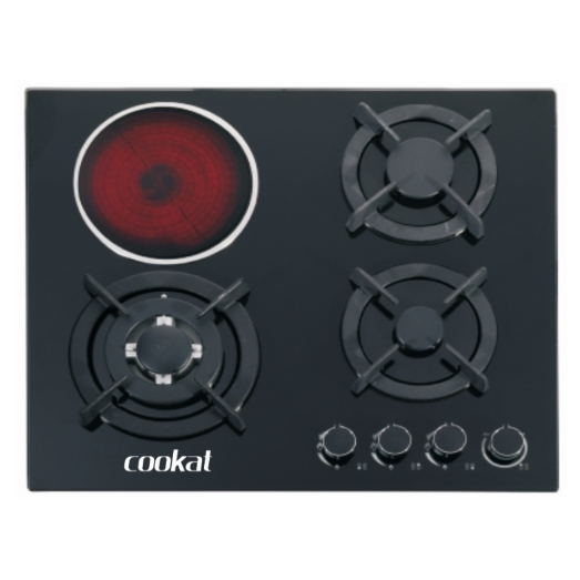Factory Built in Glass Panel 3 Electric 1 Gas Hybrid Cooktop With Safety Device