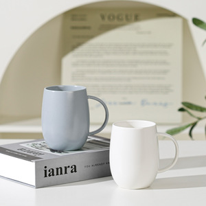 Custom Simple Ins Style Ceramic Mug with Handle High Value White Gray Color Block Coffee Cup - Product Image 1
