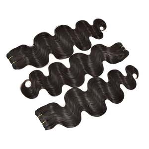 Extensions de cheveux humains 100% brésiliens non Remy de haute qualité, ondulation naturelle, trame de 3 paquets, fermeture en dentelle HD 4x4, noir naturel pré-traité - Product Image 3