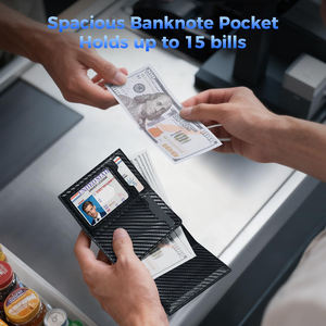 <span class=keywords><strong>Portafoglio</strong></span> Minimalista in Fibra di Carbonio e Pelle, Tri-fold con Apertura a Scatto, Tasca Portamonete con Cerniera, Sottile <span class=keywords><strong>Portafoglio</strong></span> RFID Smart in Alluminio per <span class=keywords><strong>Uomo</strong></span> - Product Image 4