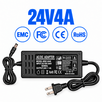 Production personnalisée, compatibilité large fiable, prise US/AU/UK/EU 24V 4A, adaptateur secteur de bureau 96W 100-240V 50/60Hz